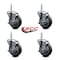 Service Caster 4 Inch Thermoplastic  Rubber Wheel Swivel 34 Inch Threaded Stem Caster Set with Brake SCC SCC-TS20S414-TPRB-TLB-34212-4 - alternate 4
